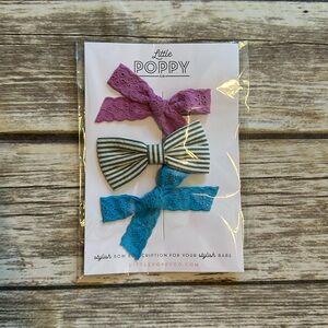 NEW Little Poppy Co Clip Bows- Pink, Seersucker & Blue